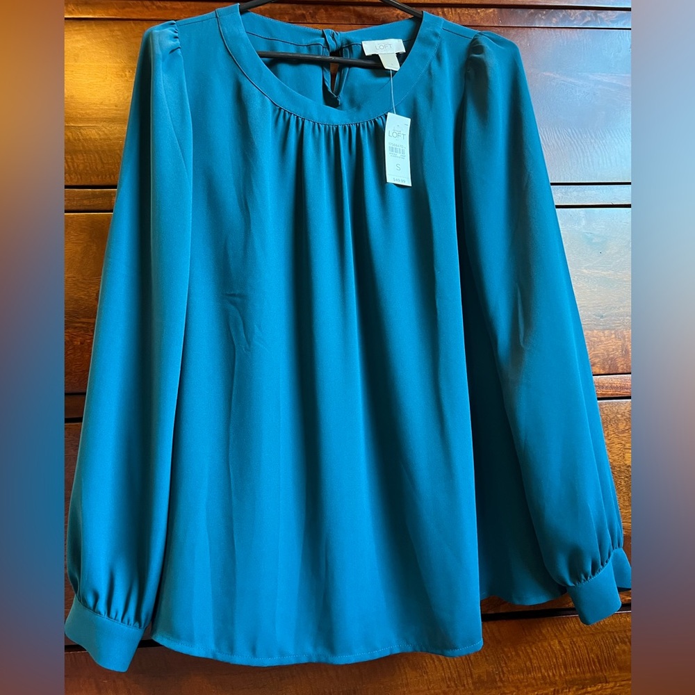 NWT Loft Long-Sleeve Teal Green Blouse
